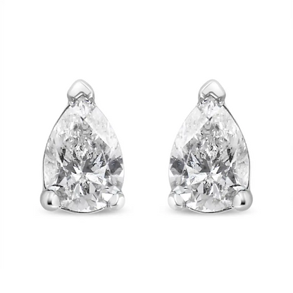 14k White Gold Pear Shape Solitaire Lab Grown Diamond Stud Earrings (f-g Color Vs2-si1 Clarity) - Fine Jewelry us Direct