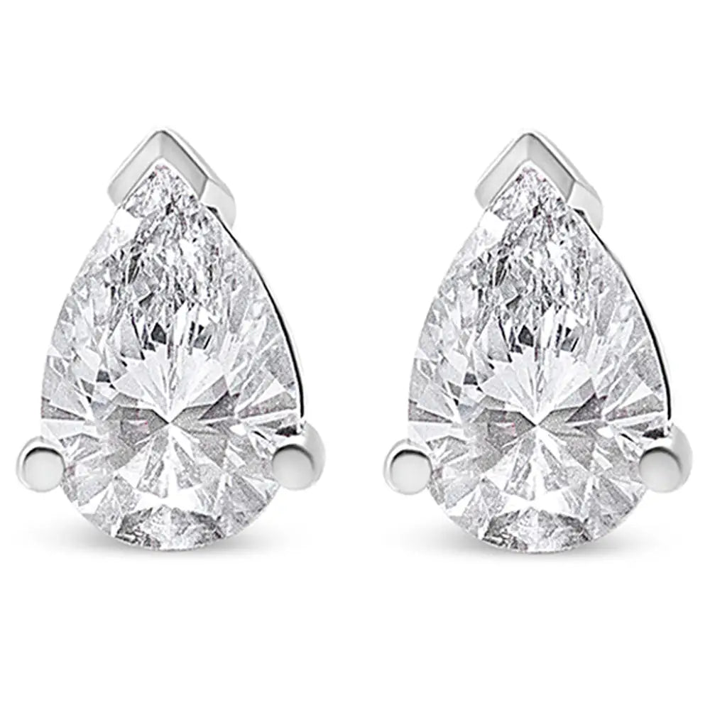 14k White Gold Pear Shape Solitaire Lab Grown Diamond Stud Earrings (f-g Color Vs2-si1 Clarity) - Fine Jewelry us Direct