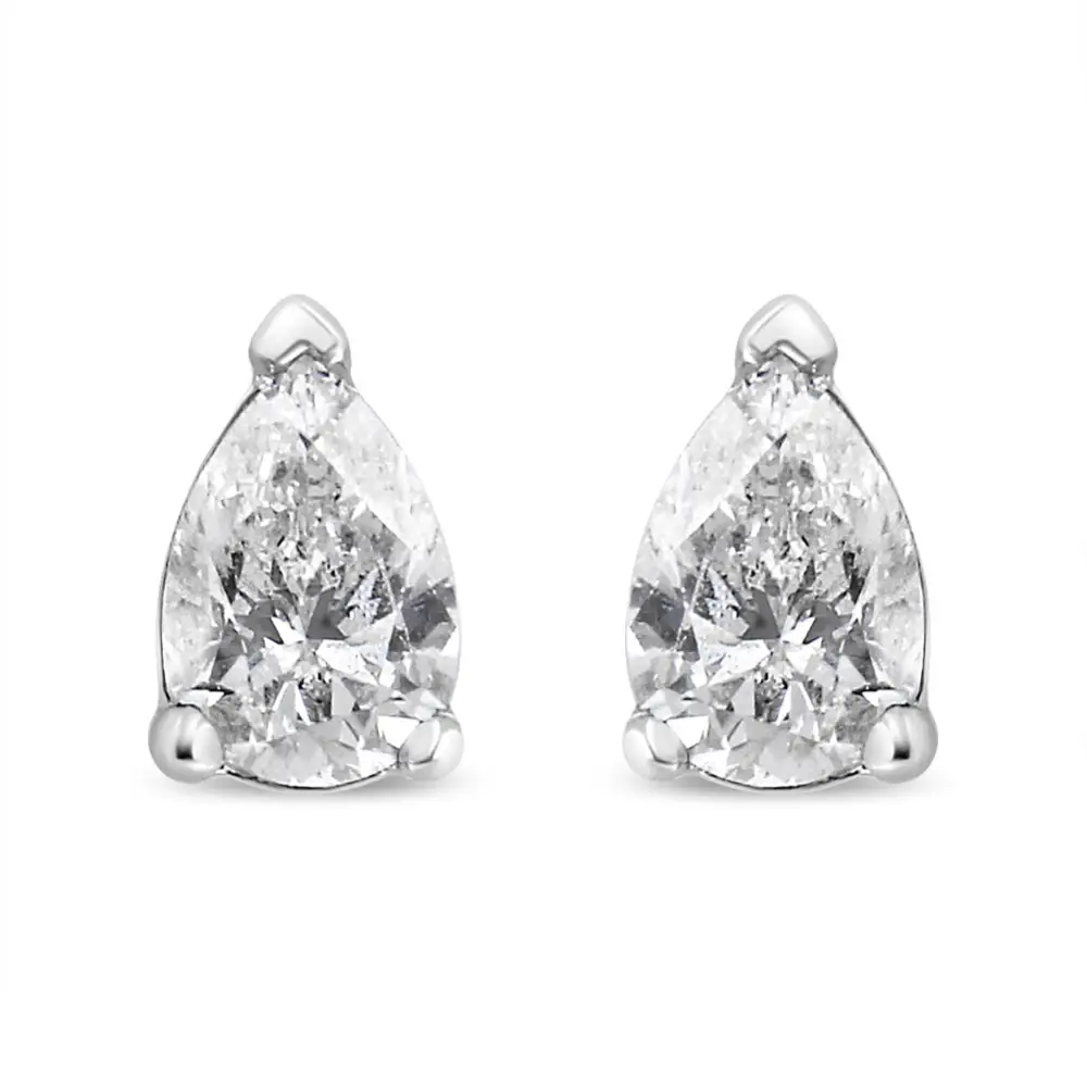 14k White Gold Pear Shape Solitaire Lab Grown Diamond Stud Earrings (f-g Color Vs2-si1 Clarity) - Fine Jewelry us Direct