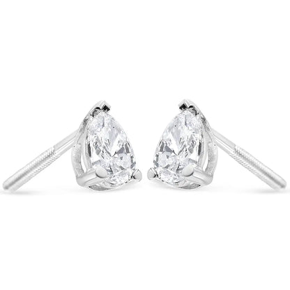 14k White Gold Pear Shape Solitaire Lab Grown Diamond Stud Earrings (f-g Color Vs2-si1 Clarity) - Fine Jewelry us Direct