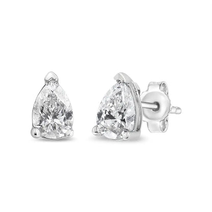 14k White Gold Pear Shape Solitaire Lab Grown Diamond Stud Earrings (f-g Color Vs2-si1 Clarity) - Fine Jewelry us Direct