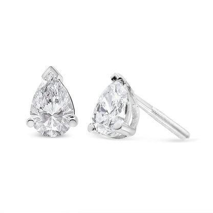 14k White Gold Pear Shape Solitaire Lab Grown Diamond Stud Earrings (f-g Color Vs2-si1 Clarity) - Fine Jewelry us Direct