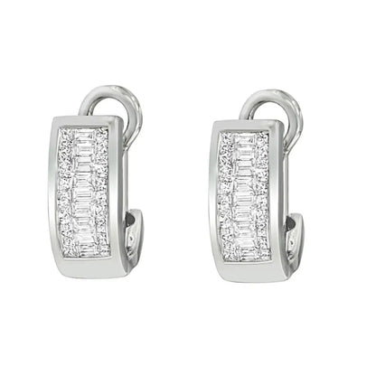 14k White Gold Princess and Baguette Cut Diamond Earrings (1.00 Cttw G-h Color Vs1-vs2 Clarity) - Fine Jewelry us Direct