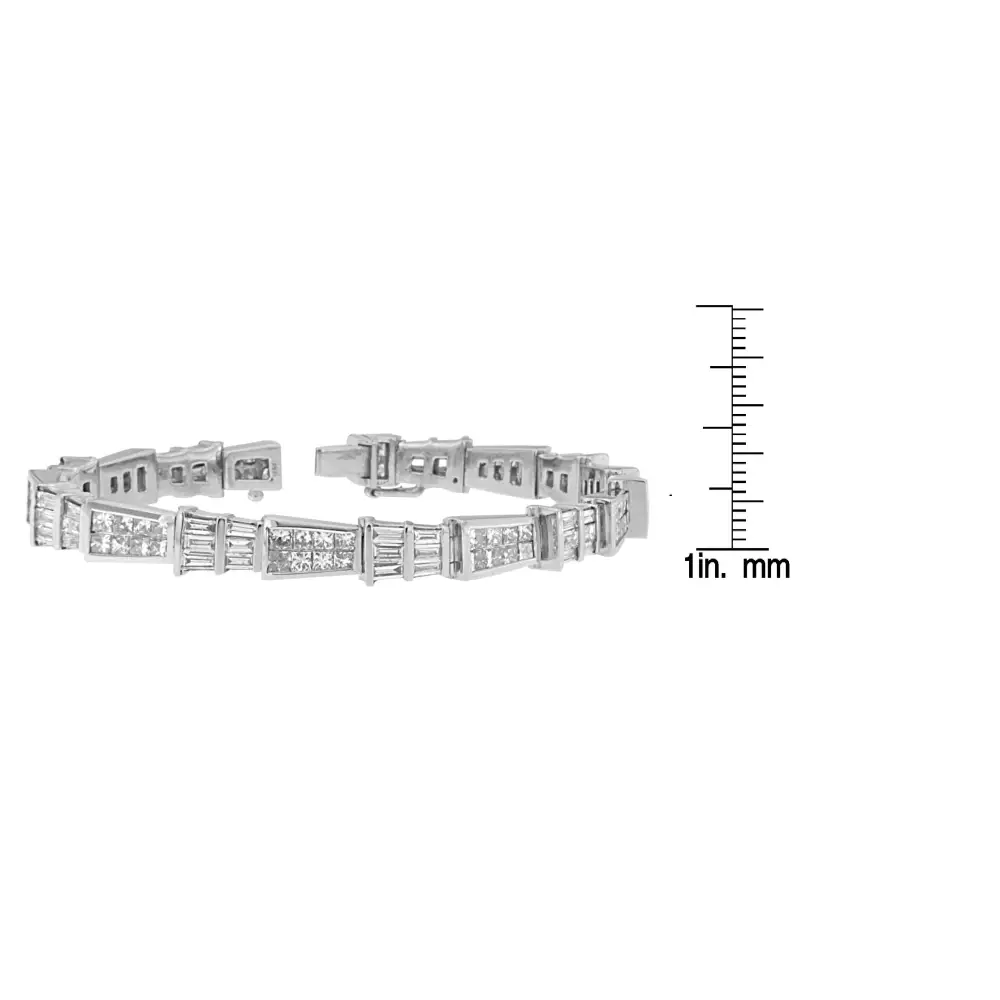 14k White Gold Princess and Baguette-cut Diamond Geo-link Bracelet(8.35 Cttw,g-h Color,vs1-vs2 Clarity) - Fine Jewelry