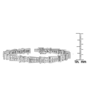 14k White Gold Princess and Baguette-cut Diamond Geo-link Bracelet(8.35 Cttw,g-h Color,vs1-vs2 Clarity) - Fine Jewelry