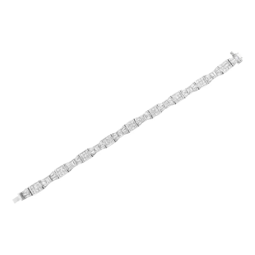 14k White Gold Princess and Baguette-cut Diamond Mod Bow Bracelet (9.00 Cttw G-h Color Vs2-si1 Clarity) - Fine Jewelry