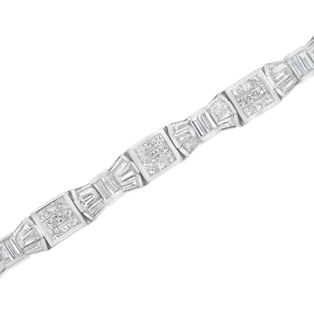 14k White Gold Princess and Baguette-cut Diamond Mod Bow Bracelet (9.00 Cttw G-h Color Vs2-si1 Clarity) - Fine Jewelry