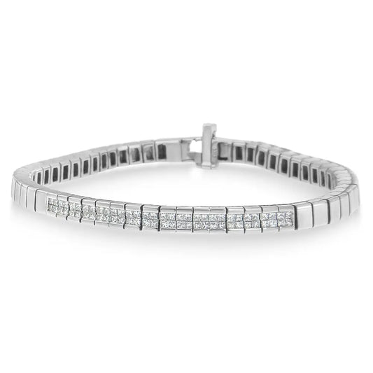 14k White Gold Princess Cut Diamond Bracelet (1.00 Cttw H-i Color Si1-si2 Clarity) - Fine Jewelry us Direct