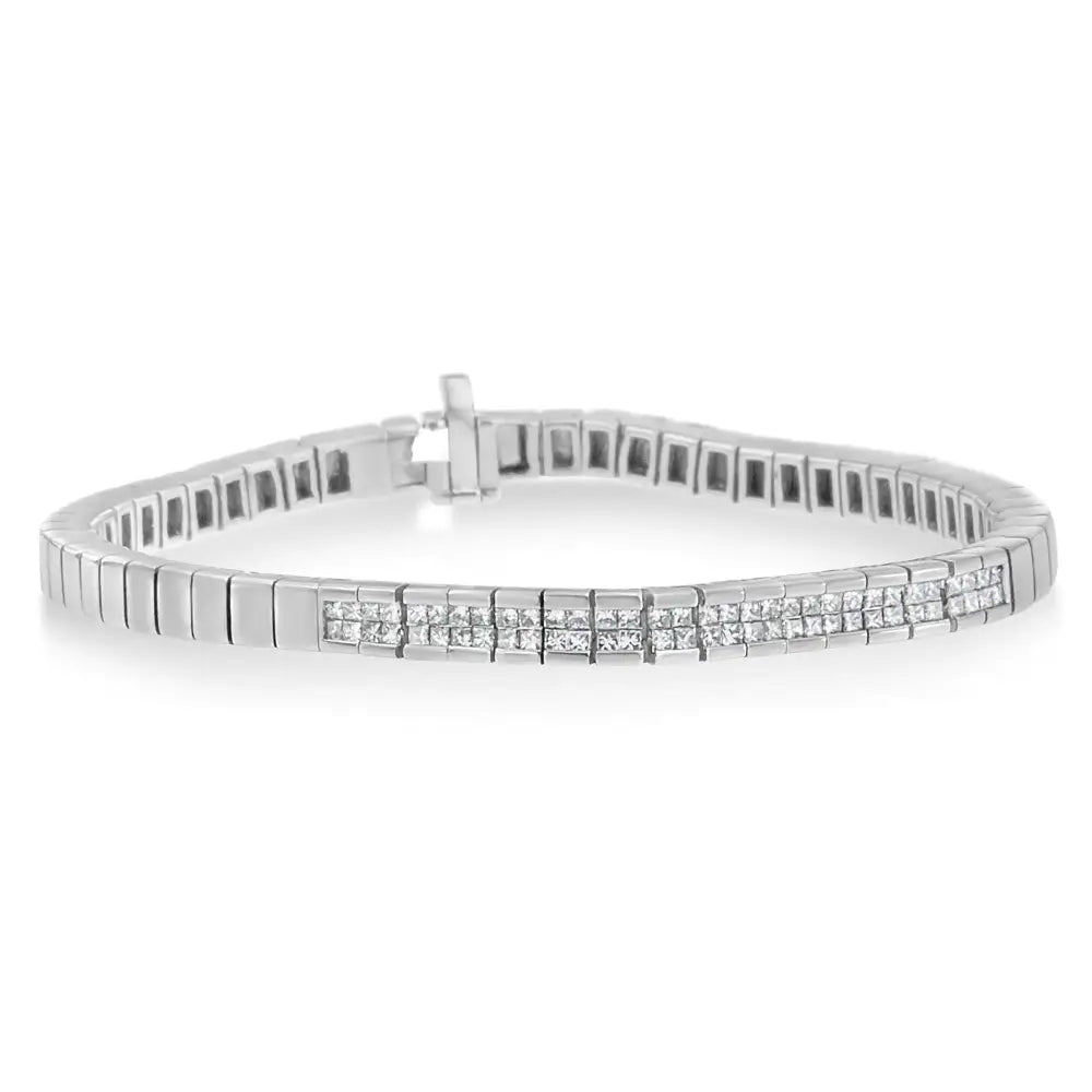 14k White Gold Princess Cut Diamond Bracelet (1.00 Cttw H-i Color Si1-si2 Clarity) - Fine Jewelry us Direct