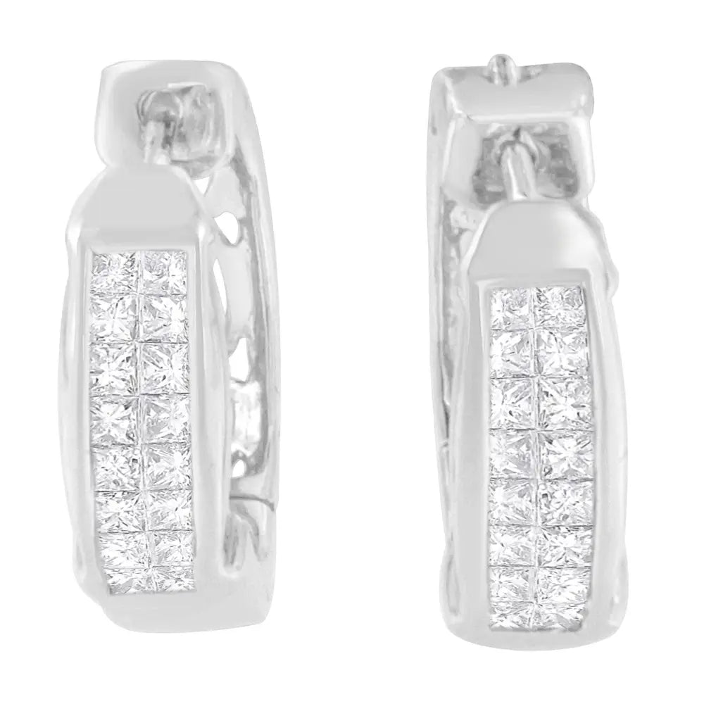 14k White Gold Princess Cut Diamond Earrings (0.57 Cttw H-i Color Si1-si2 Clarity) - Fine Jewelry us Direct