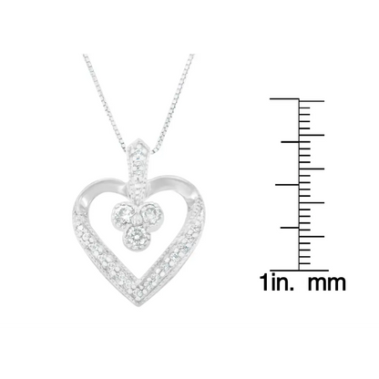 14k White Gold Princess Cut Diamond Forever Love Heart Pendant Necklace (0.30 Cttw H-i Color Si2-i1 Clarity) - Fine