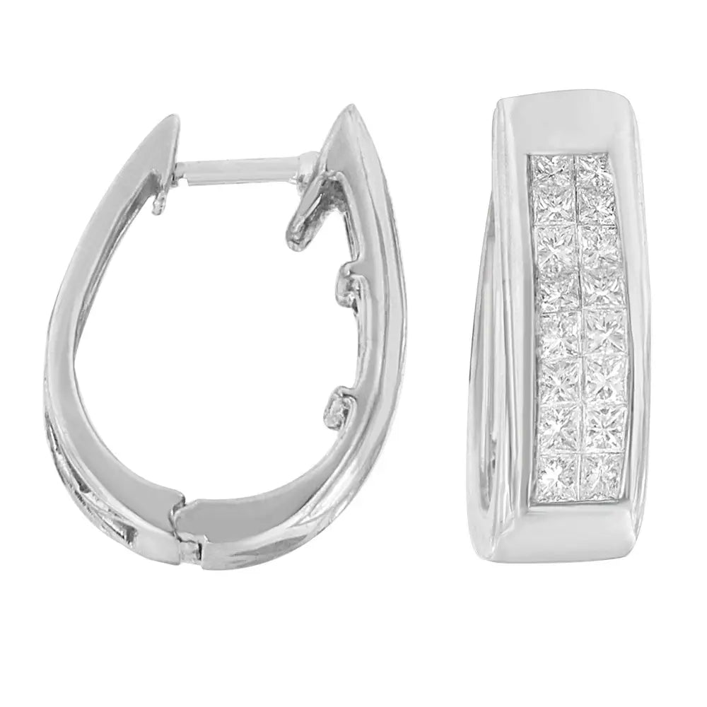 14k White Gold Princess-cut Diamond Hoop Earrings (1.10 Cttw H-i Color Si2-i1 Clarity) - Fine Jewelry us Direct