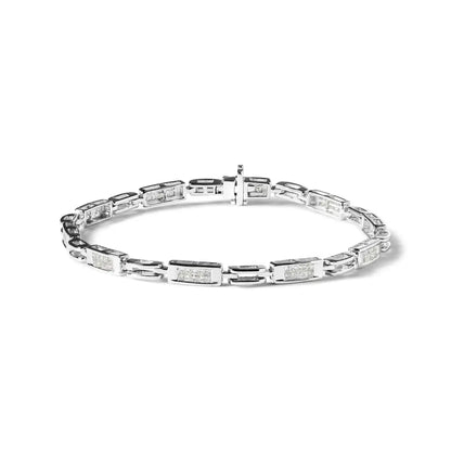 14k White Gold 1.0 Cttw Princess-cut Diamond Alternating Station Tennis