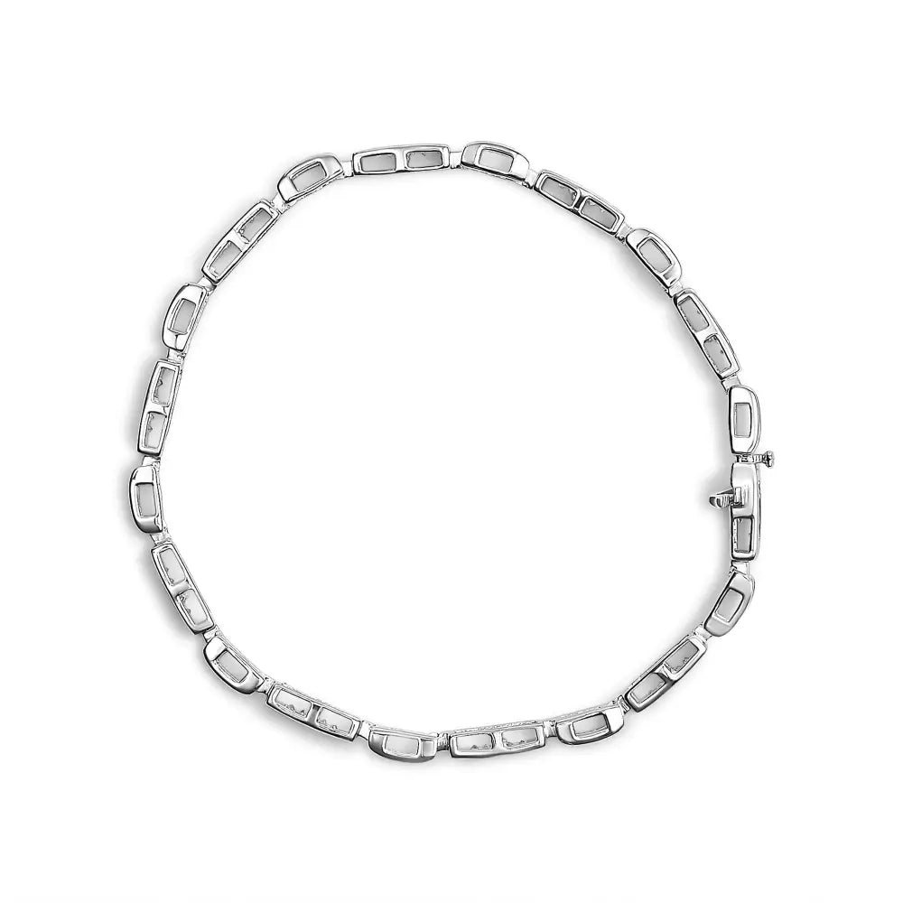 14k White Gold 1.0 Cttw Princess-cut Diamond Alternating Station Tennis