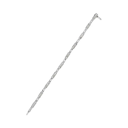 14k White Gold 1.0 Cttw Princess-cut Diamond Alternating Station Tennis