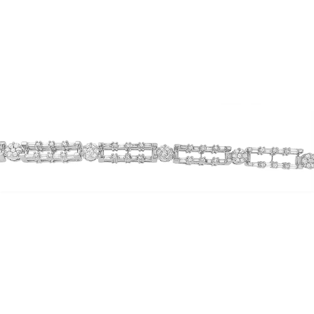 14k White Gold Round and Baguette-cut Diamond Bracelet (2.75 Cttw H-i Color Si1-si2 Clarity) - Fine Jewelry us Direct