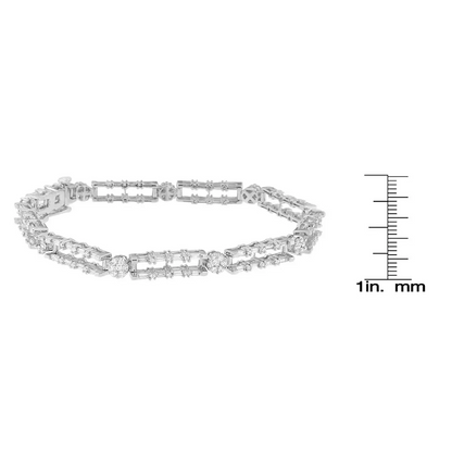 14k White Gold Round and Baguette-cut Diamond Bracelet (2.75 Cttw H-i Color Si1-si2 Clarity) - Fine Jewelry us Direct