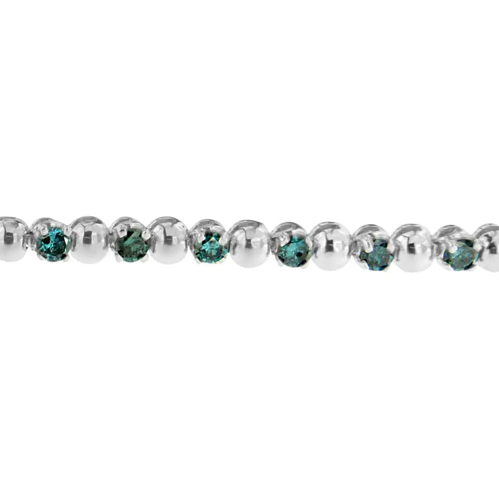 14k White Gold Round-cut Blue Diamonds Bracelet (3.00 Cttw Color Clarity) - Fine Jewelry us Direct