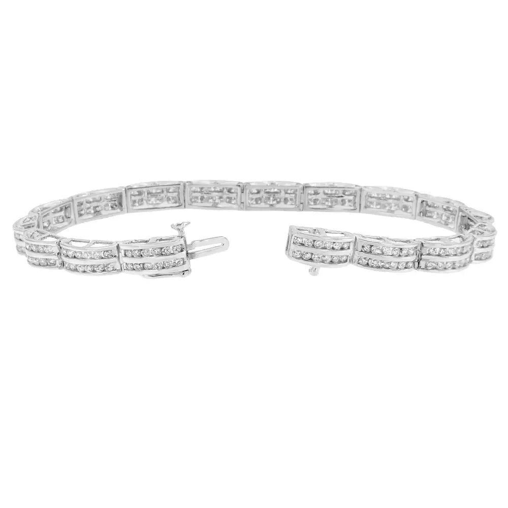 14k White Gold Round-cut Diamond Bracelet (3.22 Cttw H-i Color I1-i2 Clarity) - Fine Jewelry us Direct