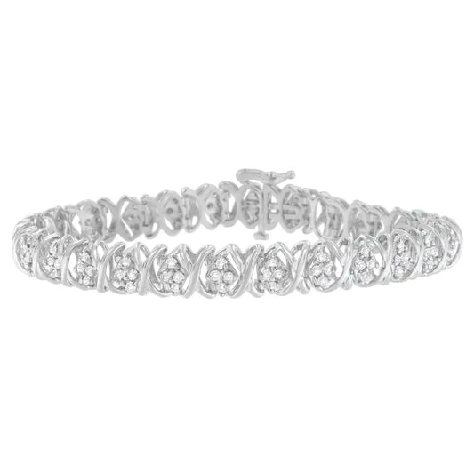 14k White Gold Round Cut Diamond Cluster Bracelet (2.00 Cttw J-k Color I2-i3 Clarity) - Fine Jewelry us Direct