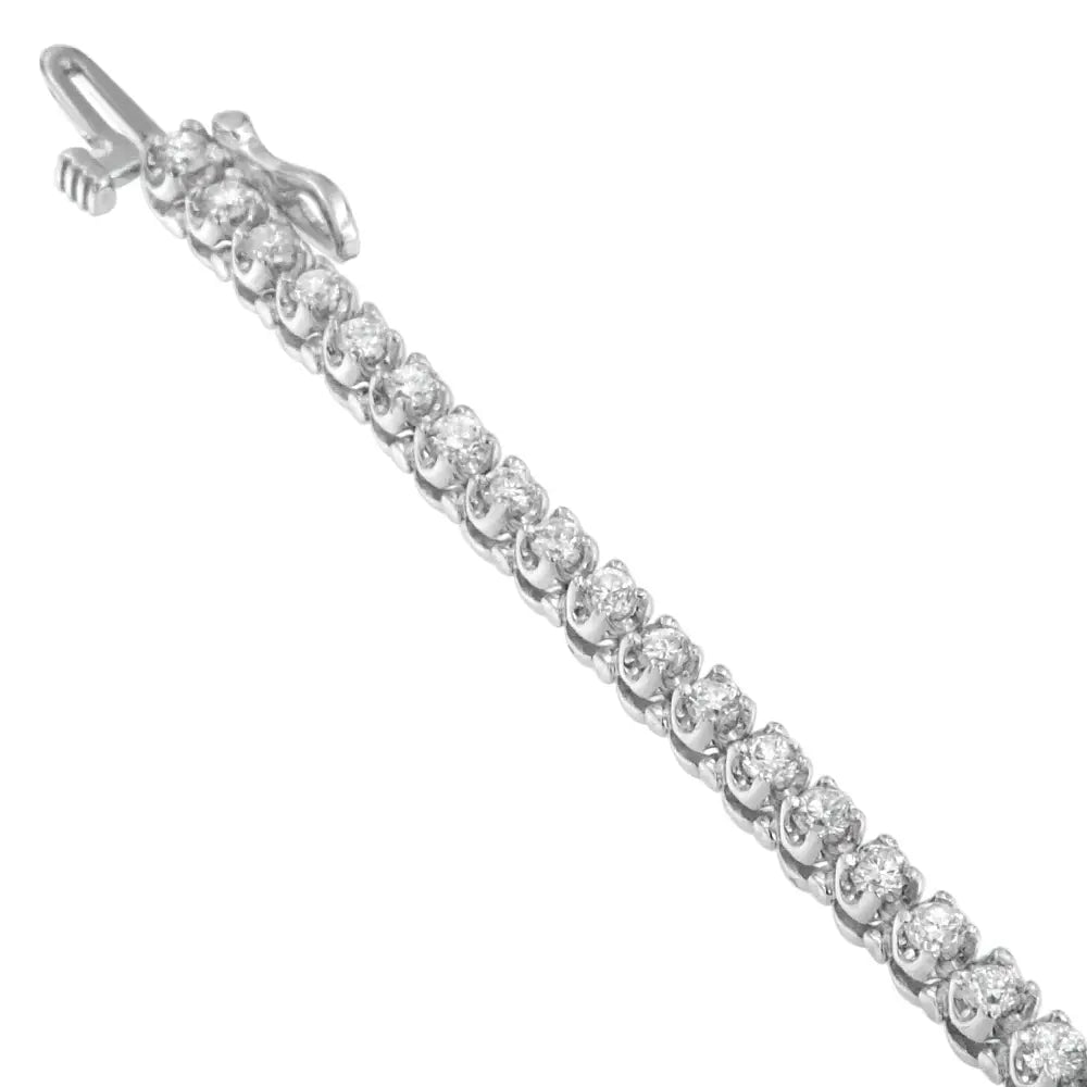 14k White Gold Round-cut Diamond Tennis Bracelet (3.00 Cttw G-h Color I1-i2 Clarity) - Fine Jewelry us Direct