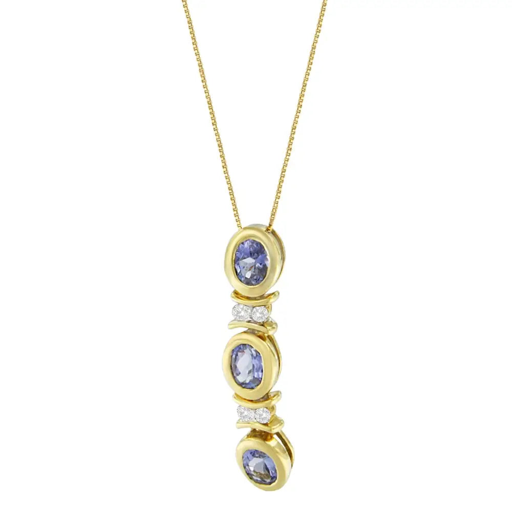 14k White Gold Round Cut Diamonds and Tanzanite Pendant Necklace (1.20 Cttw G-h Color Si2-i1 Clarity) - Fine Jewelry