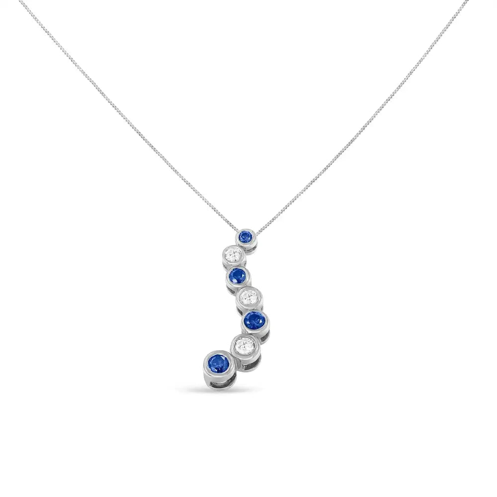 14k White Gold Round-cut Treated Blue Diamond Pendant Necklace (1 Cttw H-i Color I1-i2 Clarity) - Fine Jewelry us Direct