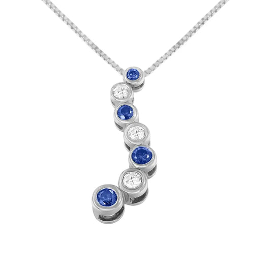 14k White Gold Round-cut Treated Blue Diamond Pendant Necklace (1 Cttw H-i Color I1-i2 Clarity) - Fine Jewelry us Direct