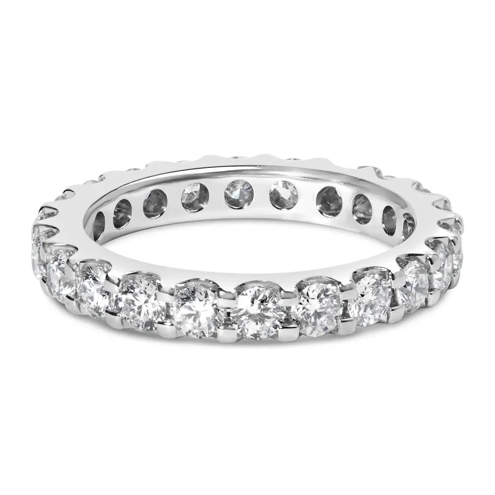 14k White Gold Shared Prong Set Round Diamond Eternity Band Ring (g-h Color Si1-si2 Clarity) - Fine Jewelry us Direct