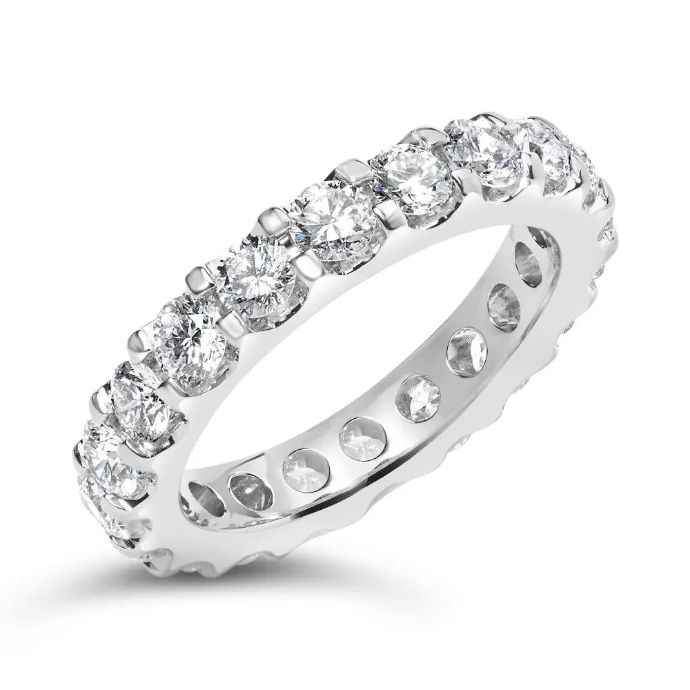 14k White Gold Shared Prong Set Round Diamond Eternity Band Ring (g-h Color Si1-si2 Clarity) - Fine Jewelry us Direct