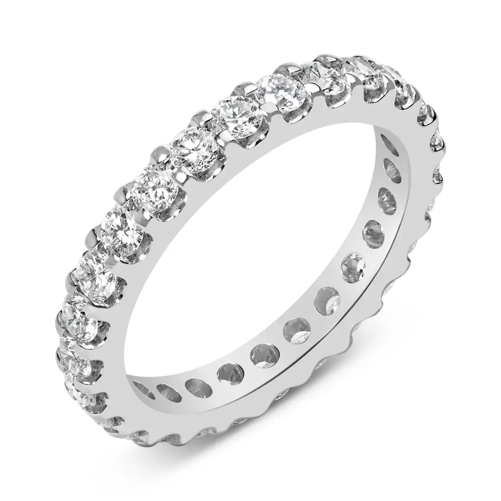 14k White Gold Shared Prong Set Round Diamond Eternity Band Ring (g-h Color Si1-si2 Clarity) - Fine Jewelry us Direct