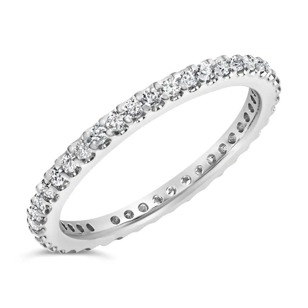 14k White Gold Shared Prong Set Round Diamond Eternity Band Ring (g-h Color Si1-si2 Clarity) - Fine Jewelry us Direct