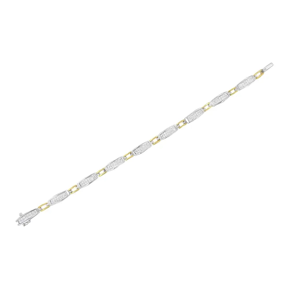 14k Yellow and White Gold 2.0 Cttw Princess Cut Diamond Tapered Equal Sign Link Bracelet (g-h Color Si1-si2 Clarity)