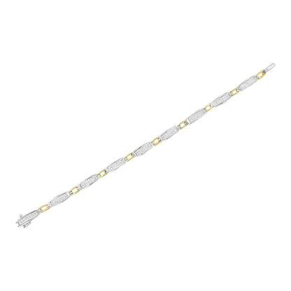 14k Yellow and White Gold 2.0 Cttw Princess Cut Diamond Tapered Equal Sign Link Bracelet (g-h Color Si1-si2 Clarity)