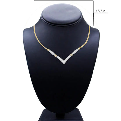 14k Yellow and White Gold 2.00 Cttw Round Princess-cut Diamond ?V’ Shape Statement Necklace (h-i Color Si2-i1