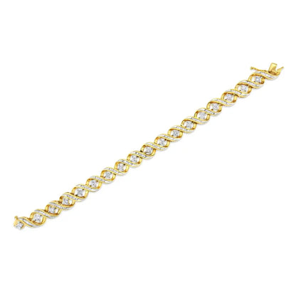 14k Yellow and White Gold 3.0 Cttw Round Baguette-cut Diamond Infinity Swirl Link Bracelet (h-i Color I2-i3 Clarity)