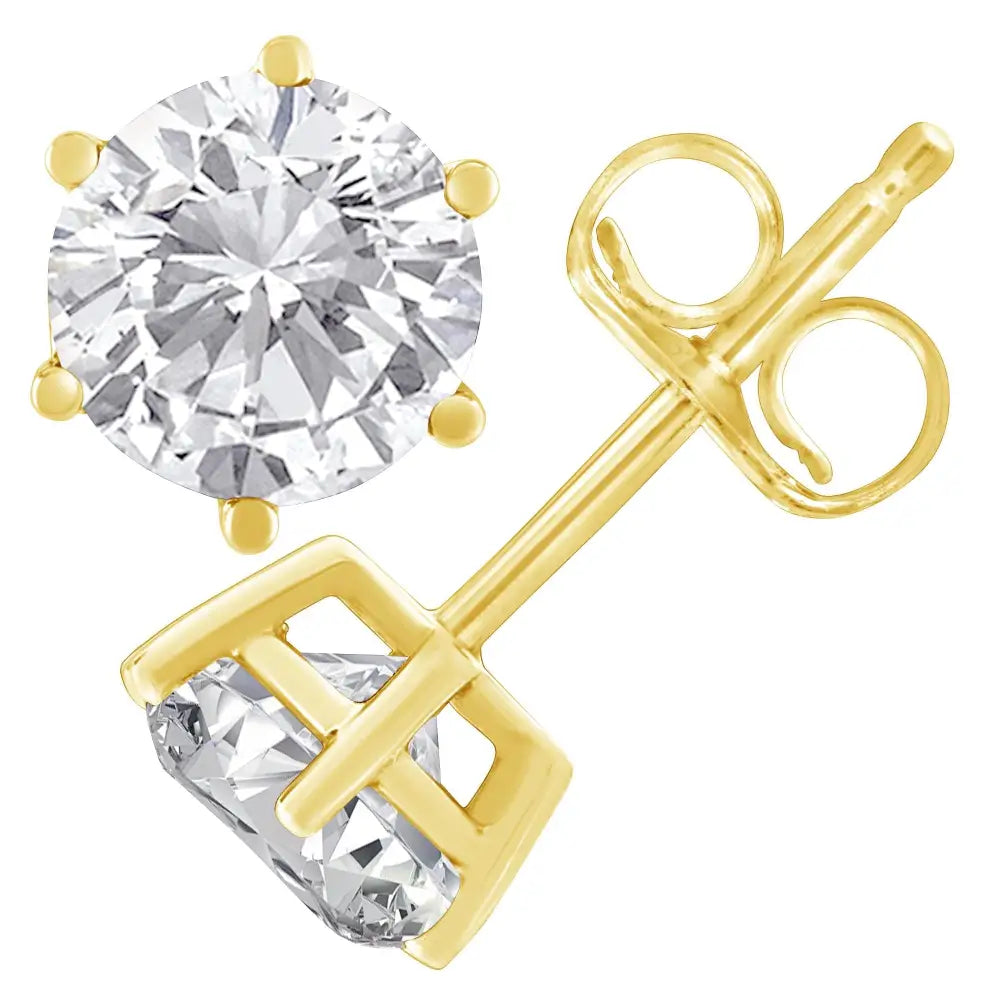 14k Yellow Gold 0.30 Cttw Round Brilliant-cut Near Colorless Diamond Classic 6-prong Stud Earrings (j-k Color I2-i3