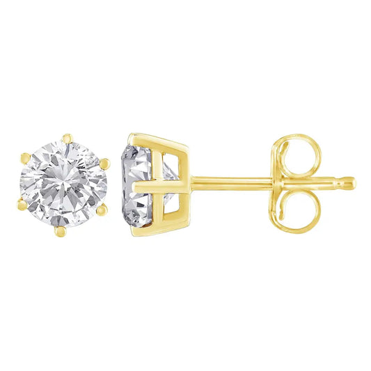 14k Yellow Gold 0.30 Cttw Round Brilliant-cut Near Colorless Diamond Classic 6-prong Stud Earrings (j-k Color I2-i3