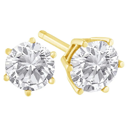 14k Yellow Gold 0.30 Cttw Round Brilliant-cut Near Colorless Diamond Classic 6-prong Stud Earrings (j-k Color I2-i3