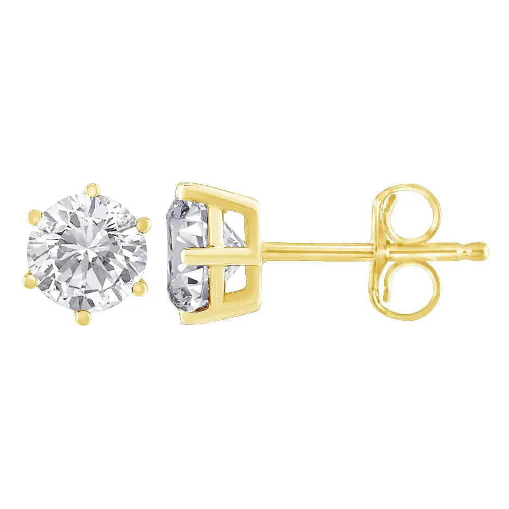 14k Yellow Gold 0.40 Cttw Round Brilliant-cut Near Colorless Diamond Classic 6-prong Stud Earrings (j-k Color I2-i3