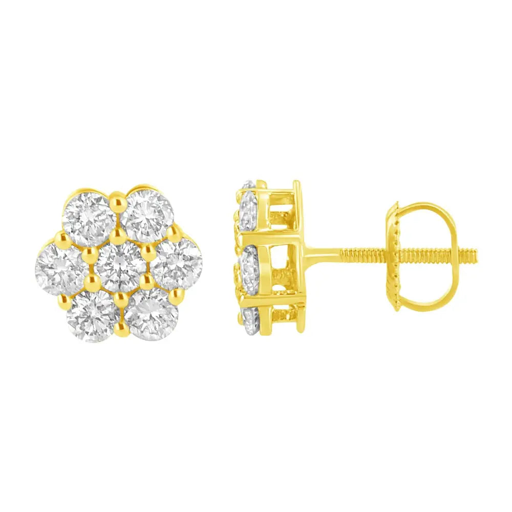 14k Yellow Gold 1.0 Cttw Diamond Flower Earring (j-k Color I1-i2 Clarity) - Fine Jewelry us Direct