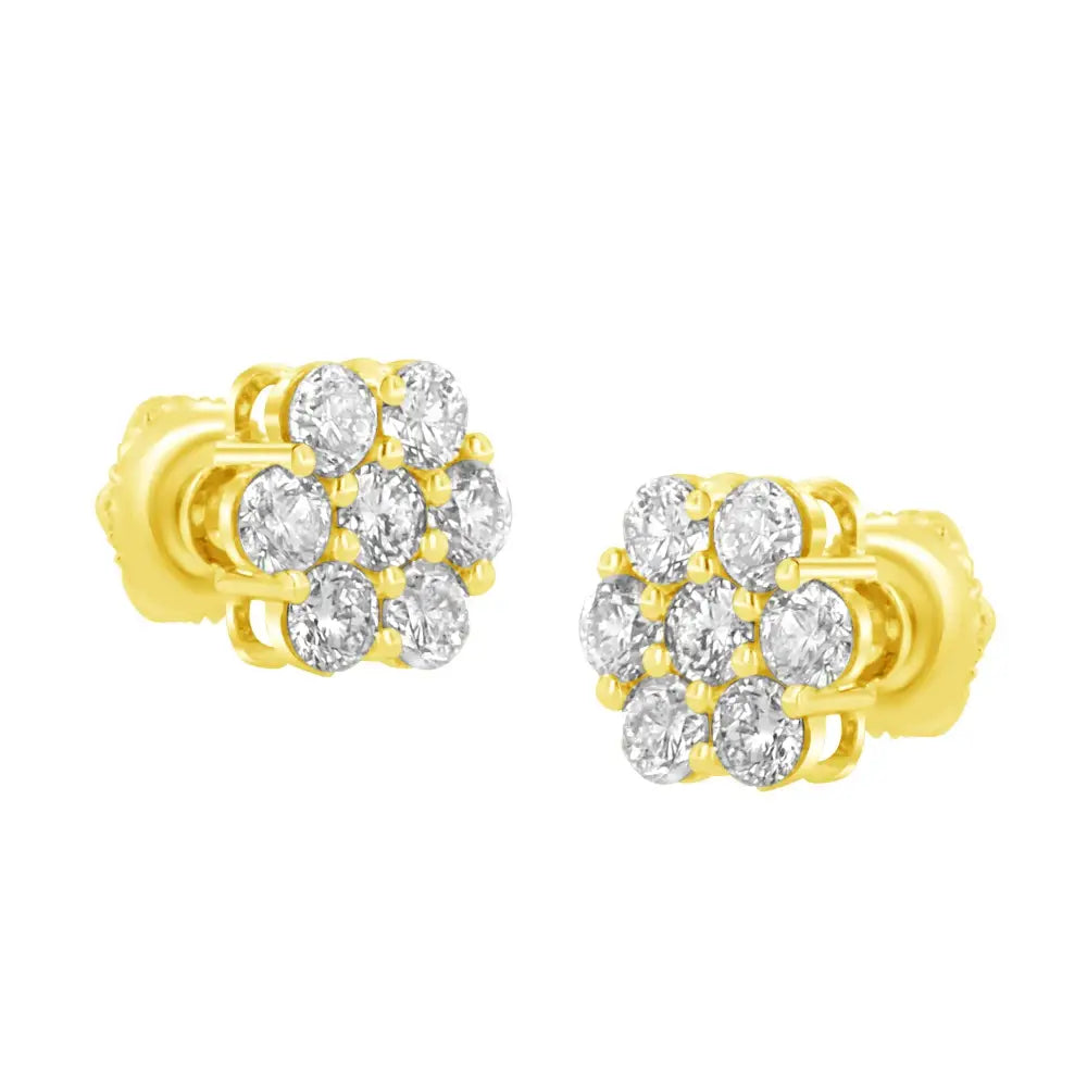 14k Yellow Gold 1.0 Cttw Diamond Flower Earring (j-k Color I1-i2 Clarity) - Fine Jewelry us Direct