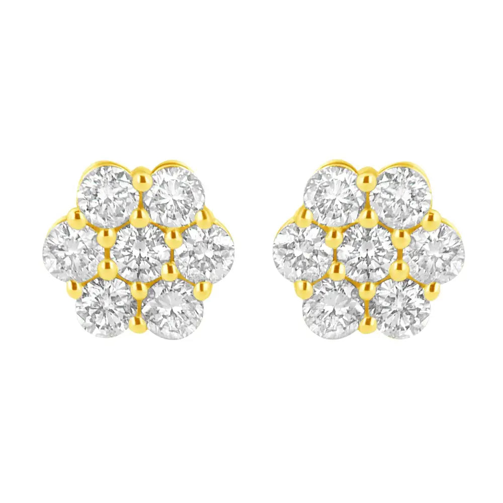 14k Yellow Gold 1.0 Cttw Diamond Flower Earring (j-k Color I1-i2 Clarity) - Fine Jewelry us Direct