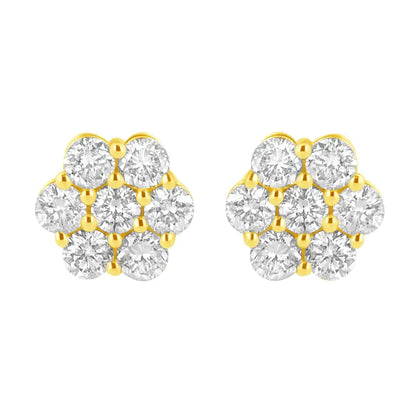 14k Yellow Gold 1.0 Cttw Diamond Flower Earring (j-k Color I1-i2 Clarity) - Fine Jewelry us Direct