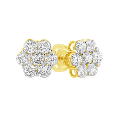 14k Yellow Gold 1.0 Cttw Diamond Flower Earring (j-k Color I1-i2 Clarity) - Fine Jewelry us Direct