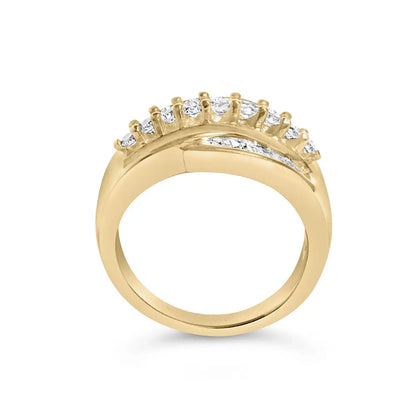 14k Yellow Gold 1.00 Cttw Diamond Cocktall Cluster 5 Stone Ring (h-i Color Si1-i1 Clarity) - Size 7 - Fine Jewelry