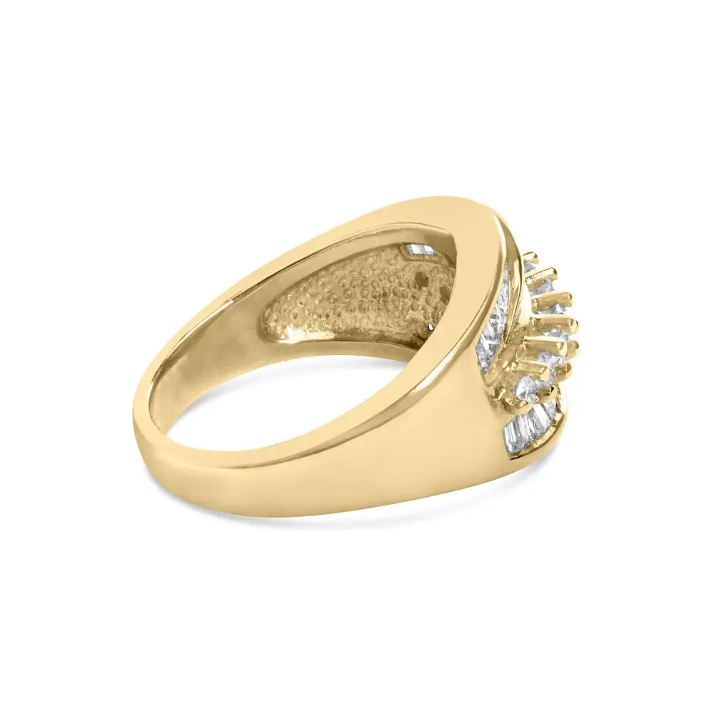 14k Yellow Gold 1.00 Cttw Diamond Cocktall Cluster 5 Stone Ring (h-i Color Si1-i1 Clarity) - Size 7 - Fine Jewelry