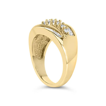 14k Yellow Gold 1.00 Cttw Diamond Cocktall Cluster 5 Stone Ring (h-i Color Si1-i1 Clarity) - Size 7 - Fine Jewelry