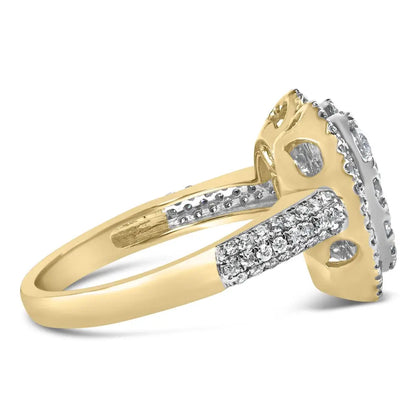 14k Yellow Gold 1 1/2 Cttw Diamond Heart Shaped Composite Ring (h-i Color Si2-i1 Clarity) - Size 7 - Fine Jewelry