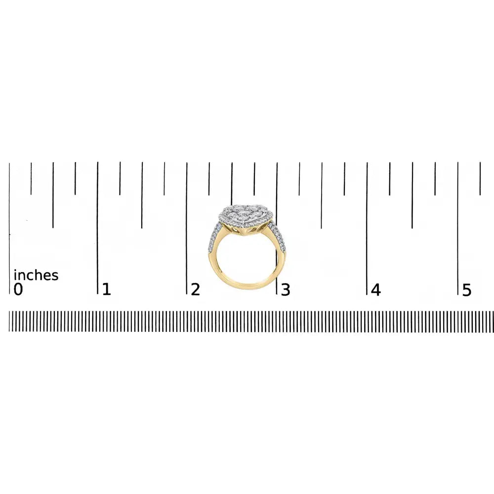 14k Yellow Gold 1 1/2 Cttw Diamond Heart Shaped Composite Ring (h-i Color Si2-i1 Clarity) - Size 7 - Fine Jewelry